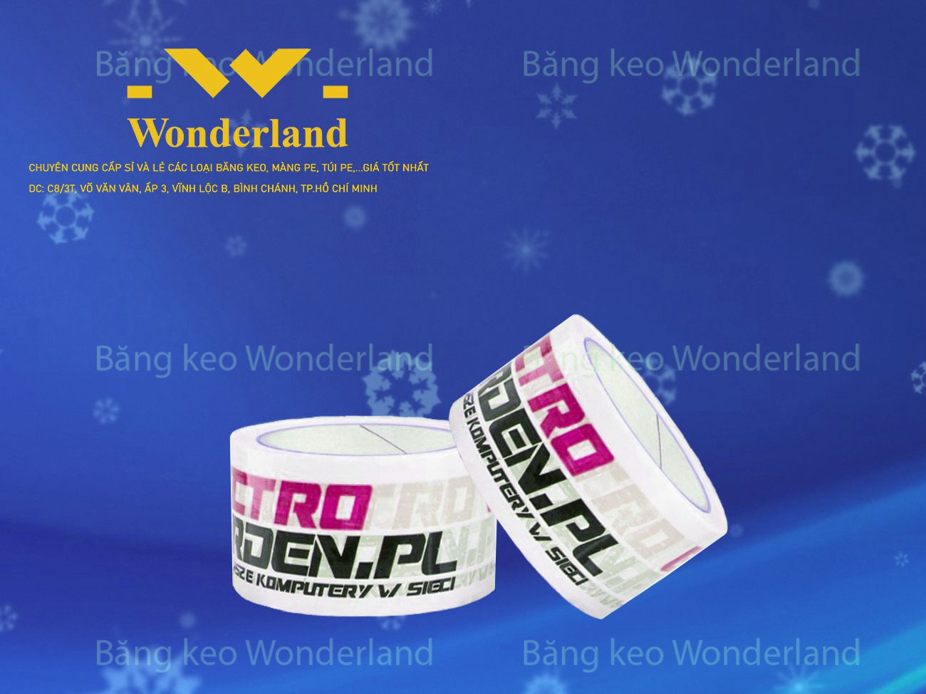BĂNG KEO IN LOGO SIZE 55MM WONDERLAND CHẤT LƯỢNG CAO