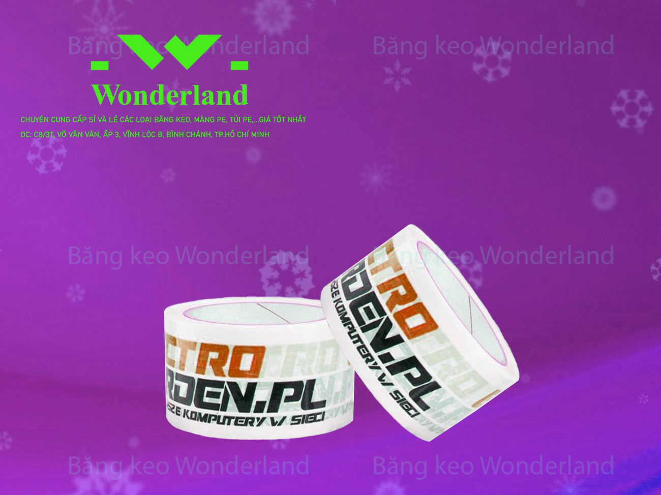 BĂNG KEO IN LOGO SIZE 55MM WONDERLAND CHẤT LƯỢNG TỐT