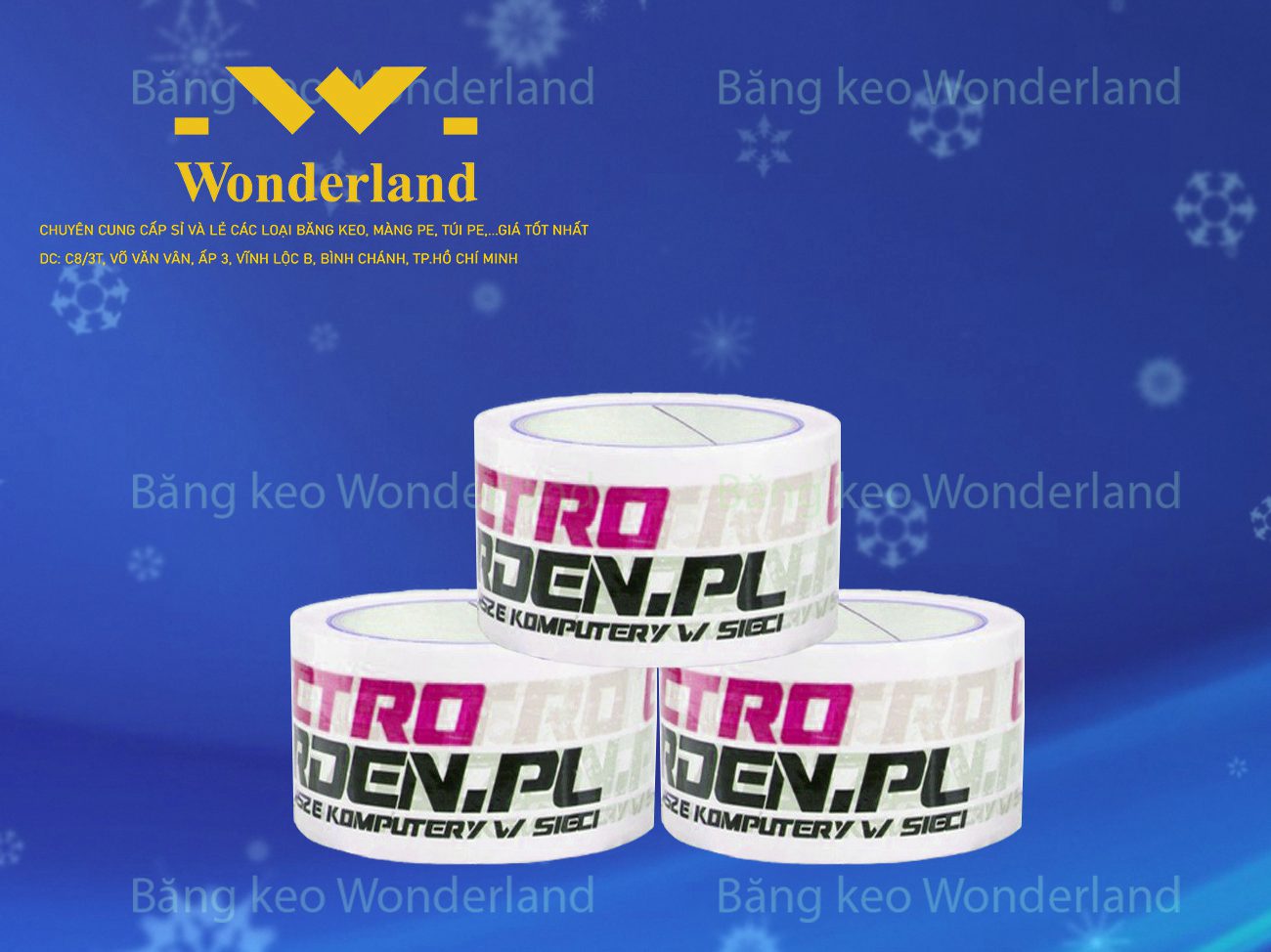 BĂNG KEO IN LOGO SIZE 55MM WONDERLAND GIÁ SỈ TỐT NHẤT