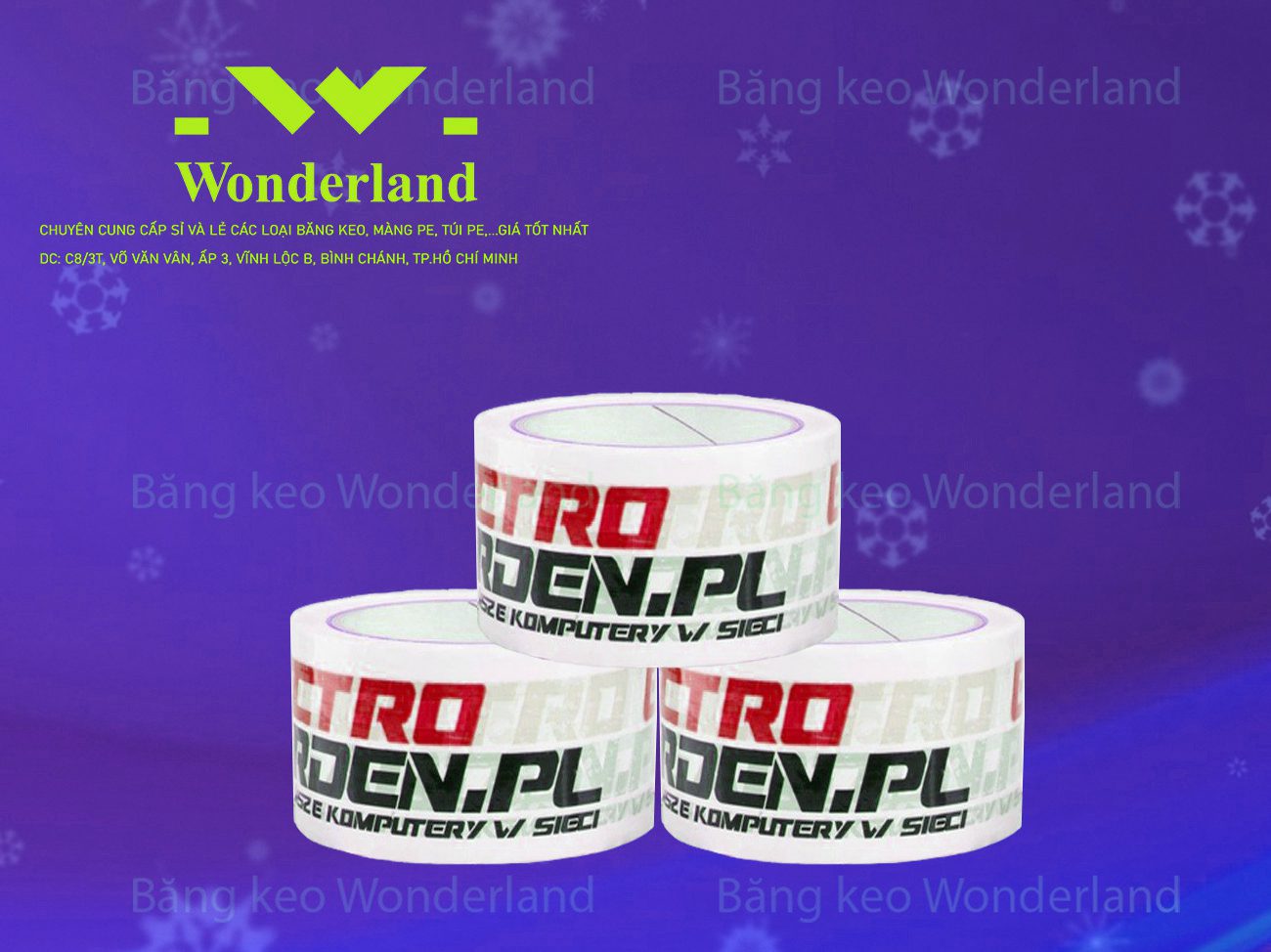 BĂNG KEO IN LOGO SIZE 55MM WONDERLAND GIÁ SỈ