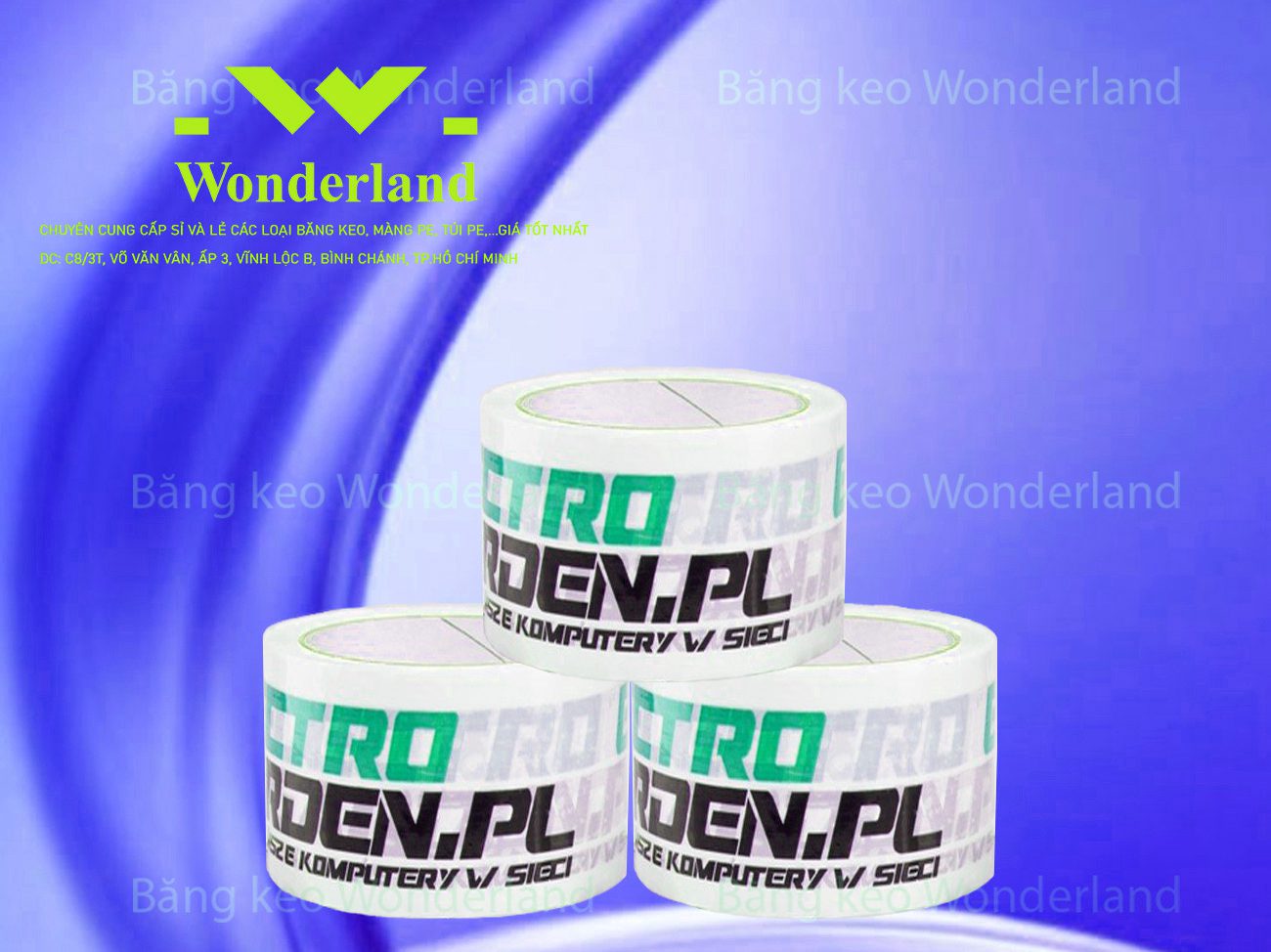 BĂNG KEO IN LOGO SIZE 57MM WONDERLAND CHẤT LƯỢNG