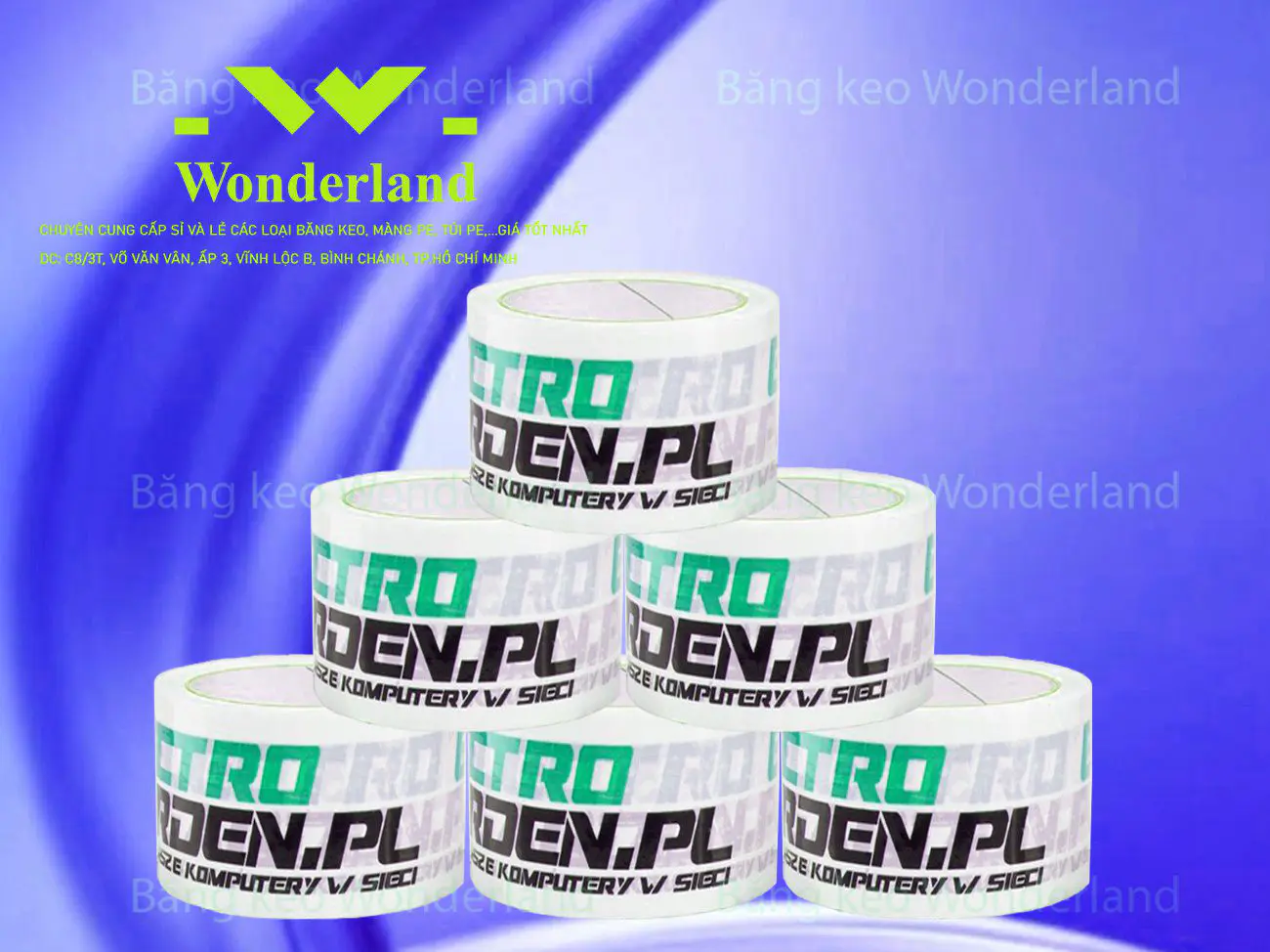 BĂNG KEO IN LOGO SIZE 57MM WONDERLAND GIÁ SỈ