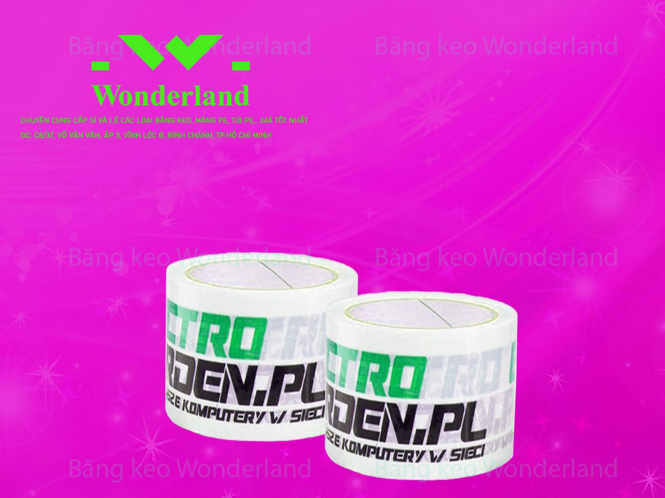 BĂNG KEO IN LOGO SIZE 59MM WONDERLAND CHẤT LƯỢNG TỐT