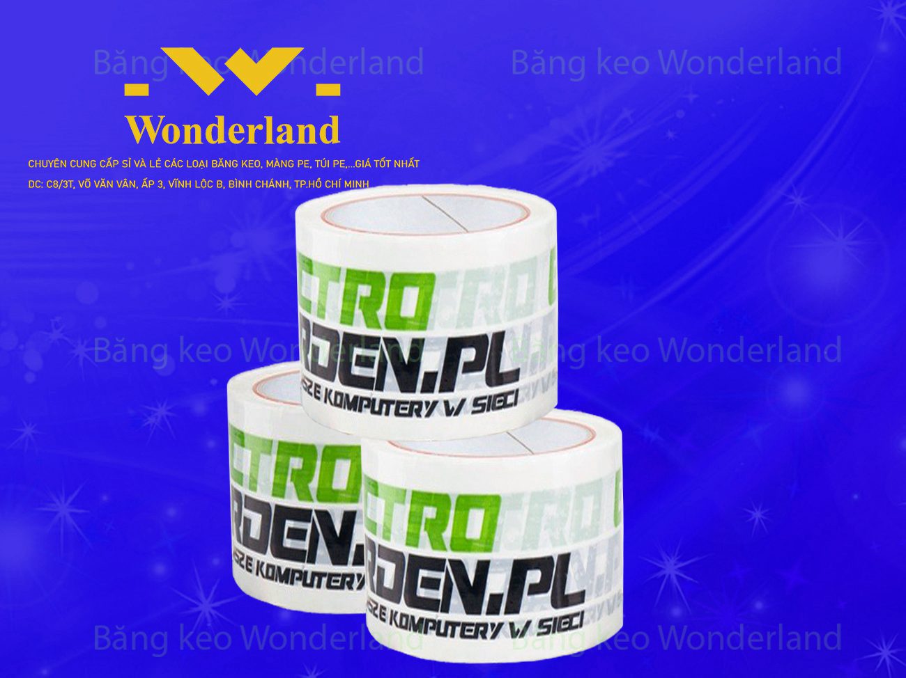 BĂNG KEO IN LOGO SIZE 59MM WONDERLAND GIÁ SỈ TỐT NHẤT