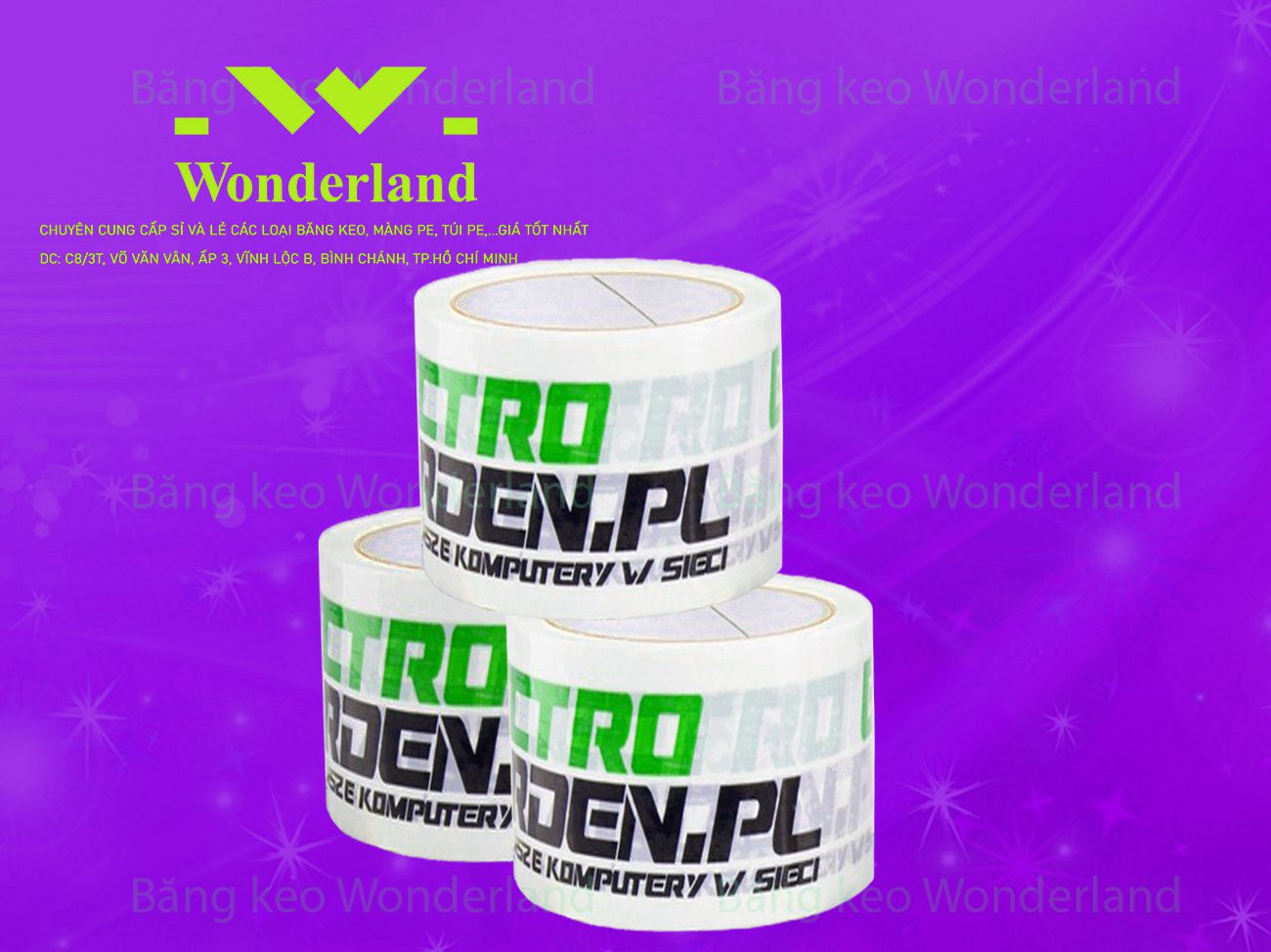 BĂNG KEO IN LOGO SIZE 59MM WONDERLAND GIÁ SỈ