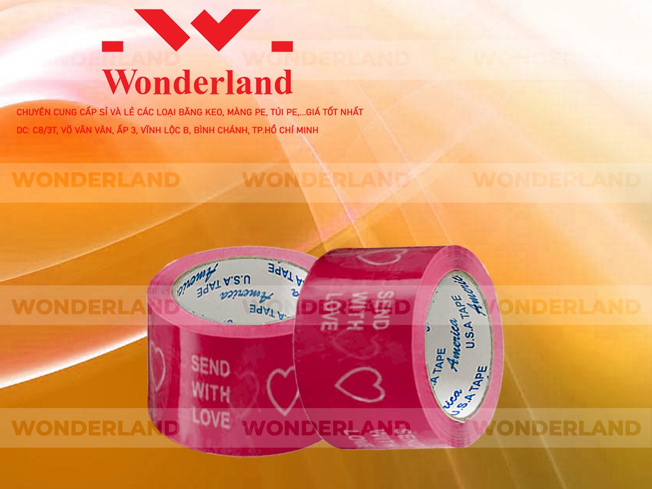 BĂNG KEO IN LOGO SIZE 60MM WONDERLAND CHẤT LƯỢNG