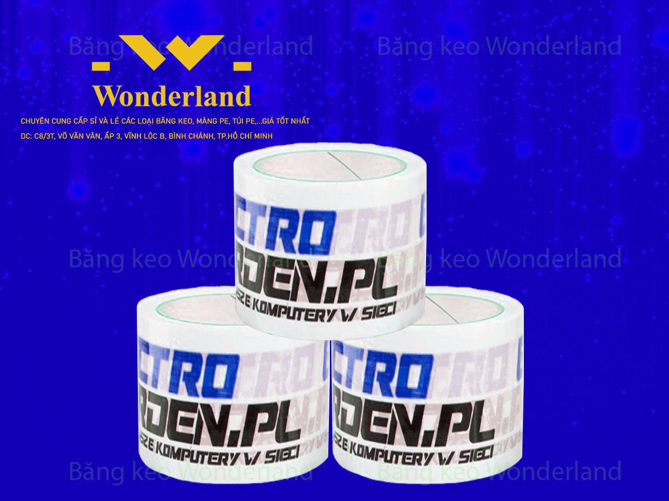 BĂNG KEO IN LOGO SIZE 61MM WONDERLAND CHẤT LƯỢNG CAO
