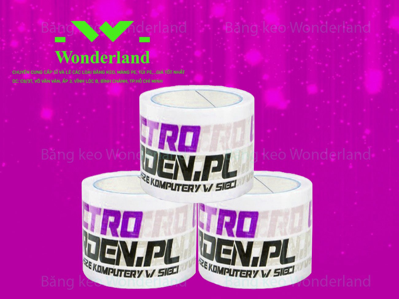 BĂNG KEO IN LOGO SIZE 61MM WONDERLAND CHẤT LƯỢNG TỐT