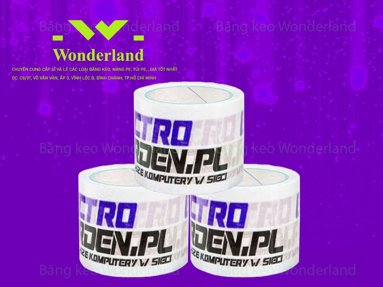 BĂNG KEO IN LOGO SIZE 61MM WONDERLAND CHẤT LƯỢNG