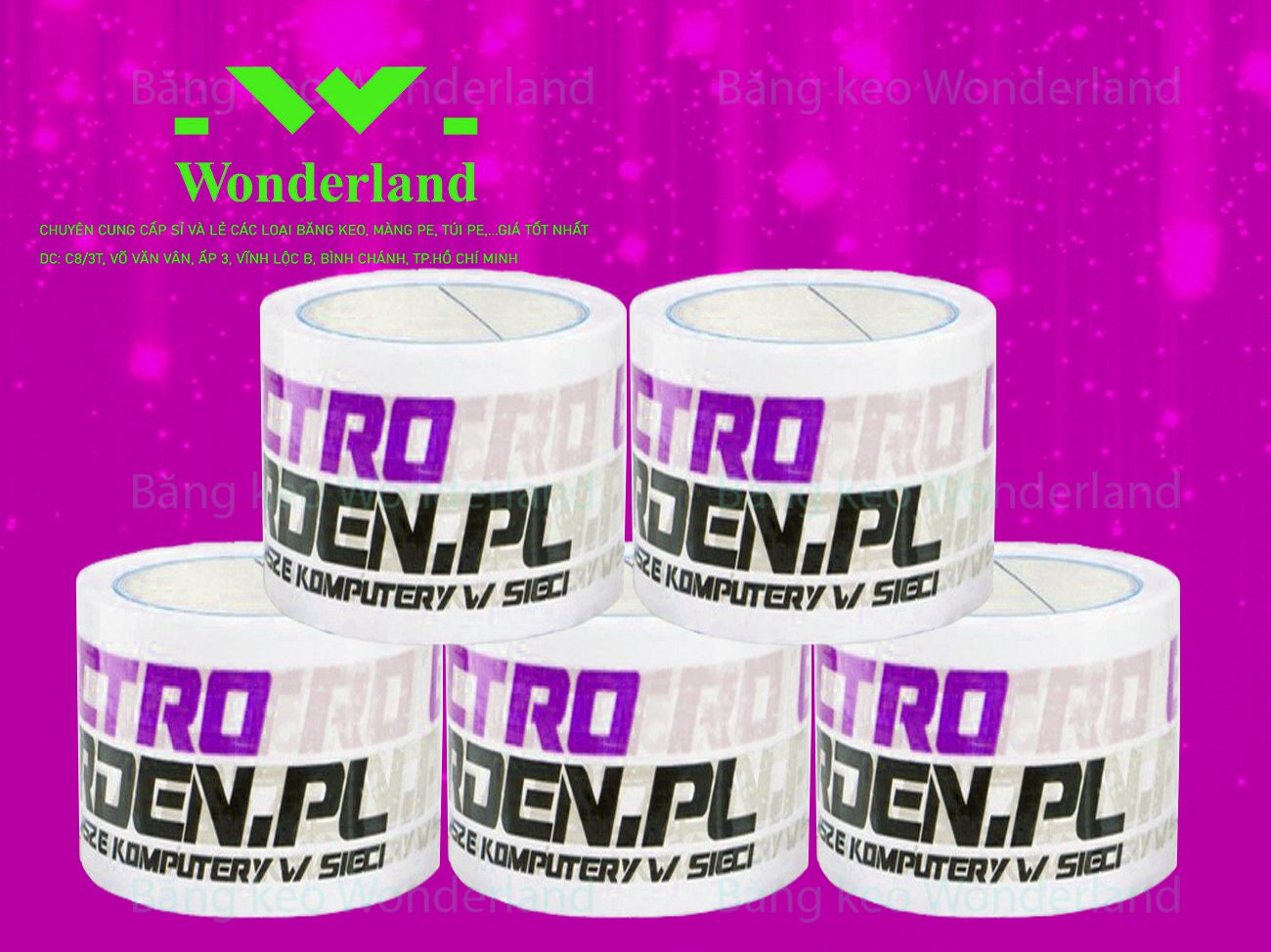 BĂNG KEO IN LOGO SIZE 61MM WONDERLAND GIÁ RẺ NHẤT