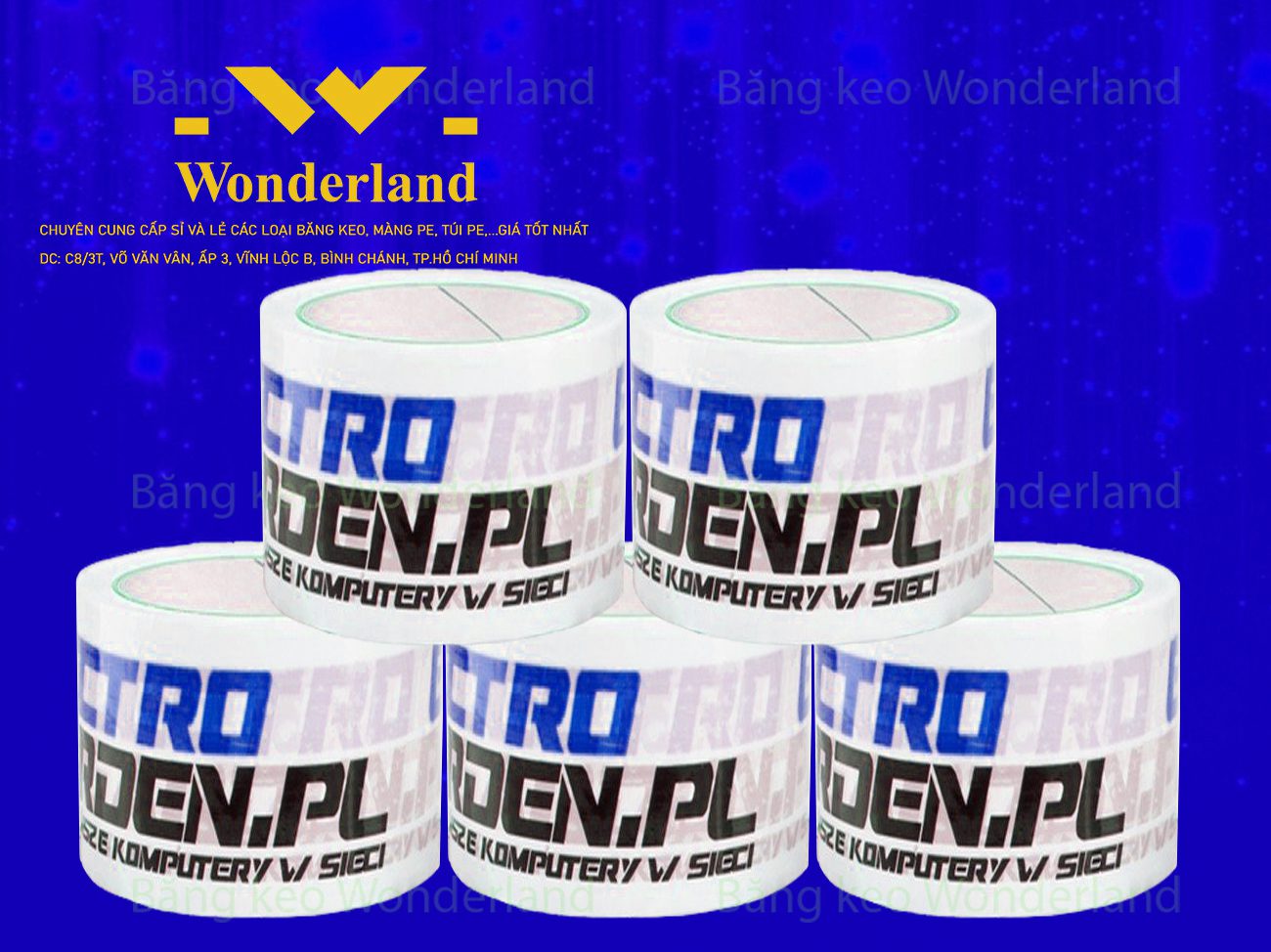BĂNG KEO IN LOGO SIZE 61MM WONDERLAND GIÁ SỈ TỐT NHẤT