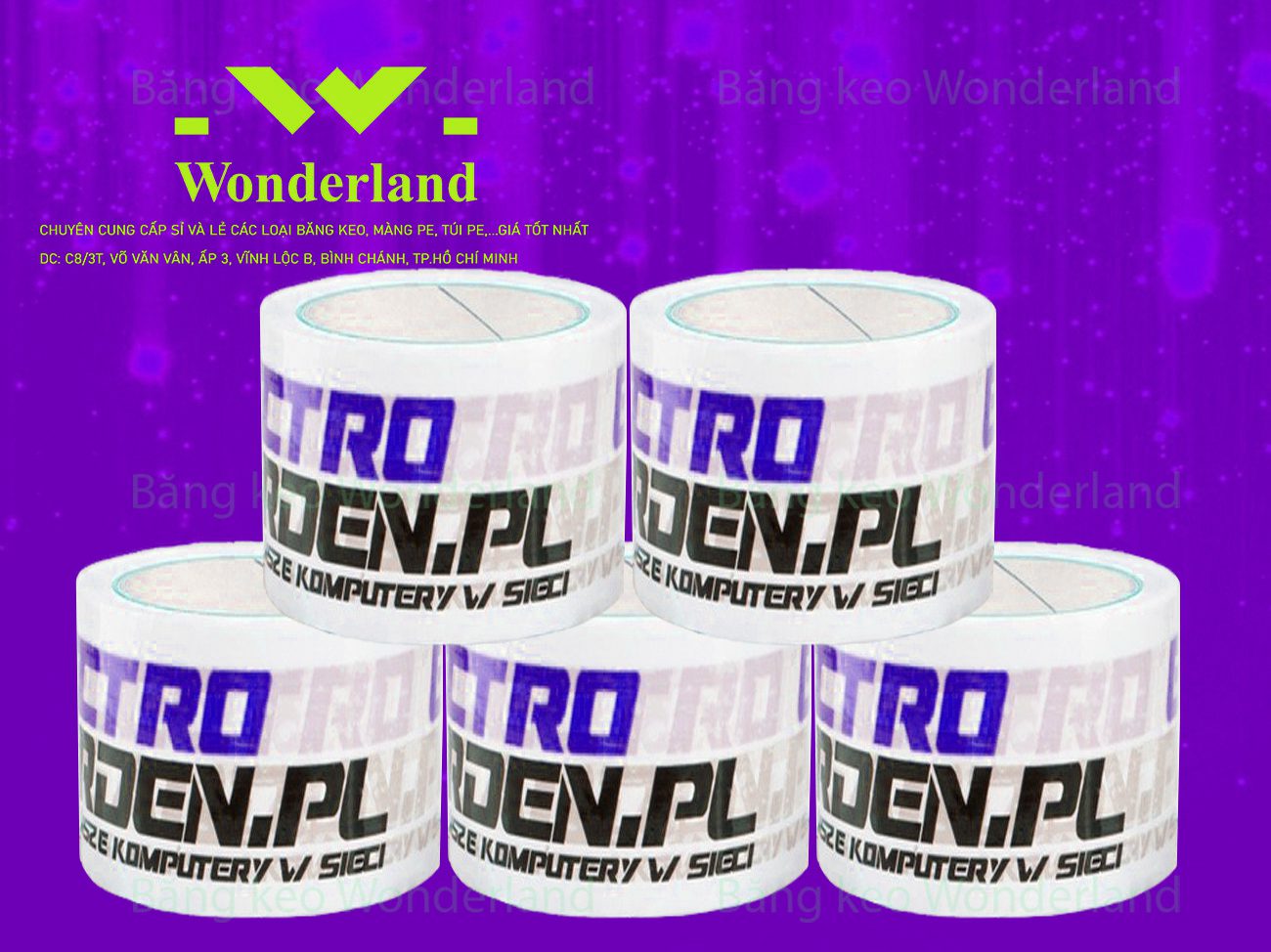 BĂNG KEO IN LOGO SIZE 61MM WONDERLAND GIÁ SỈ