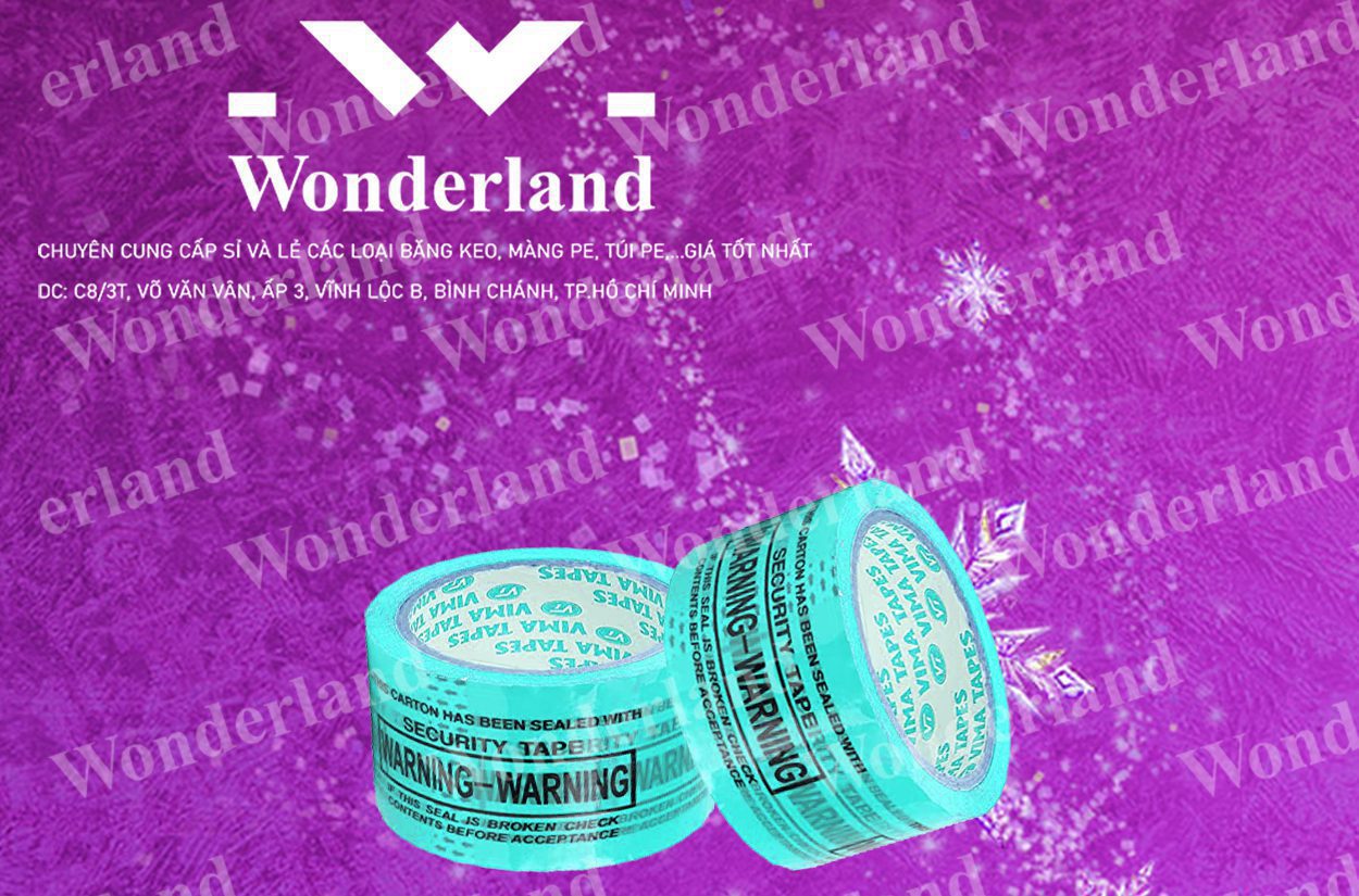 BĂNG KEO IN LOGO SIZE 64MM WONDERLAND CHẤT LƯỢNG TỐT