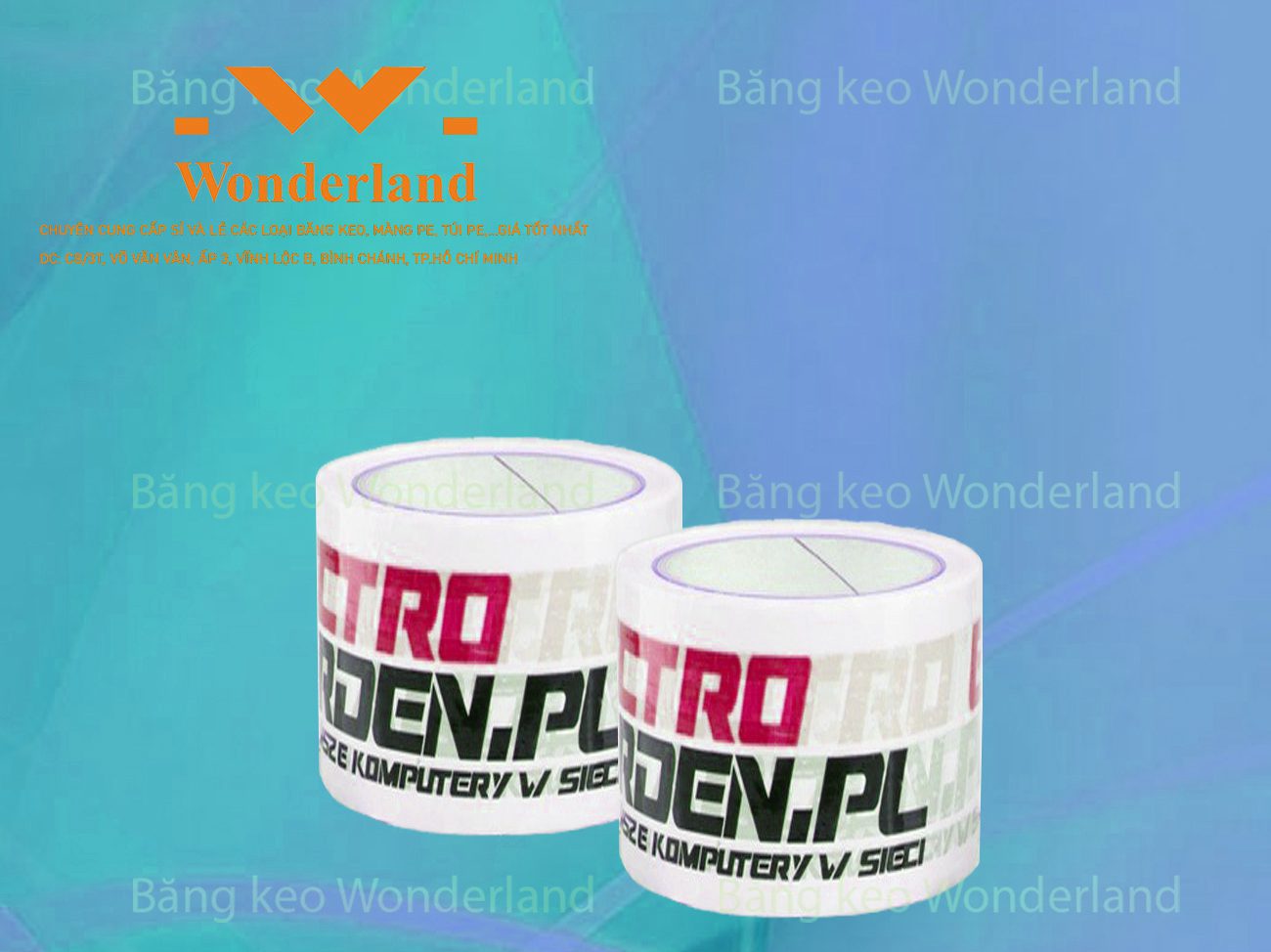 BĂNG KEO IN LOGO SIZE 65MM WONDERLAND CHẤT LƯỢNG CAO