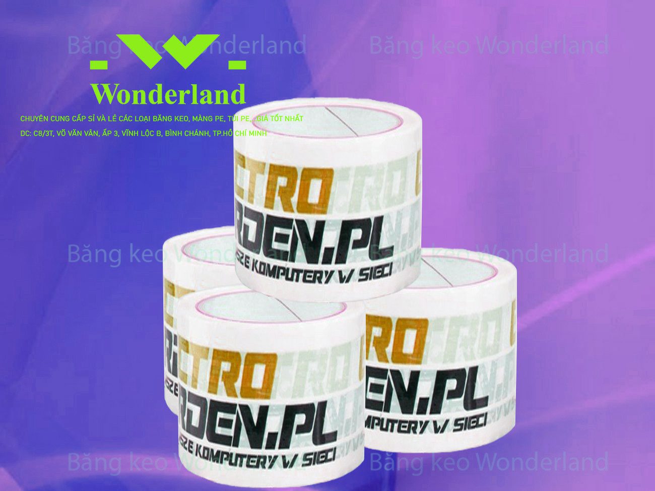 BĂNG KEO IN LOGO SIZE 65MM WONDERLAND GIÁ RẺ NHẤT