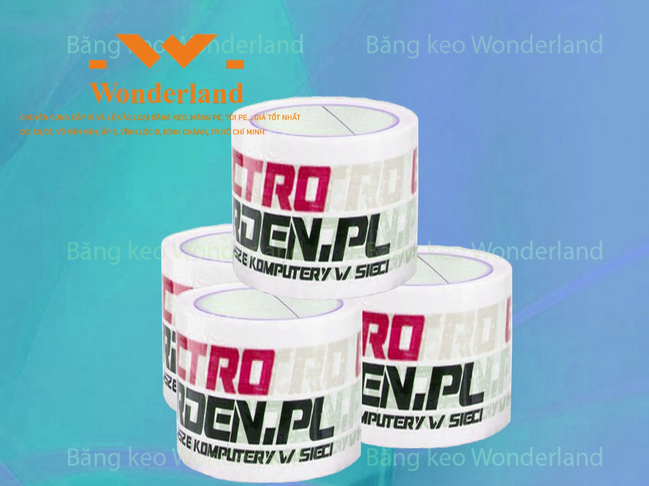 BĂNG KEO IN LOGO SIZE 65MM WONDERLAND GIÁ SỈ TỐT NHẤT