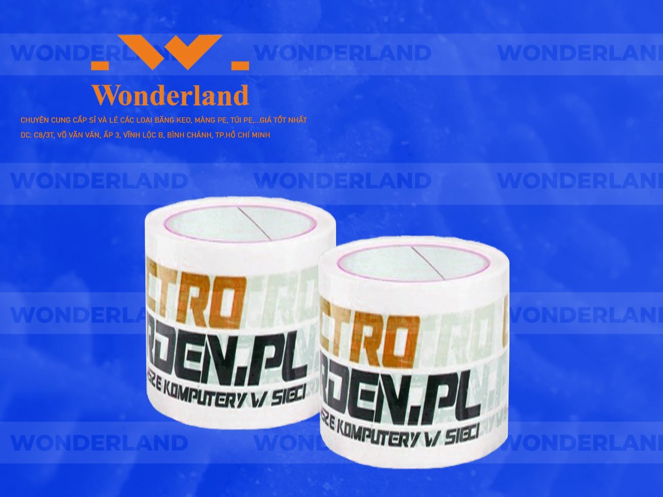 BĂNG KEO IN LOGO SIZE 67MM WONDERLAND CHẤT LƯỢNG CAO