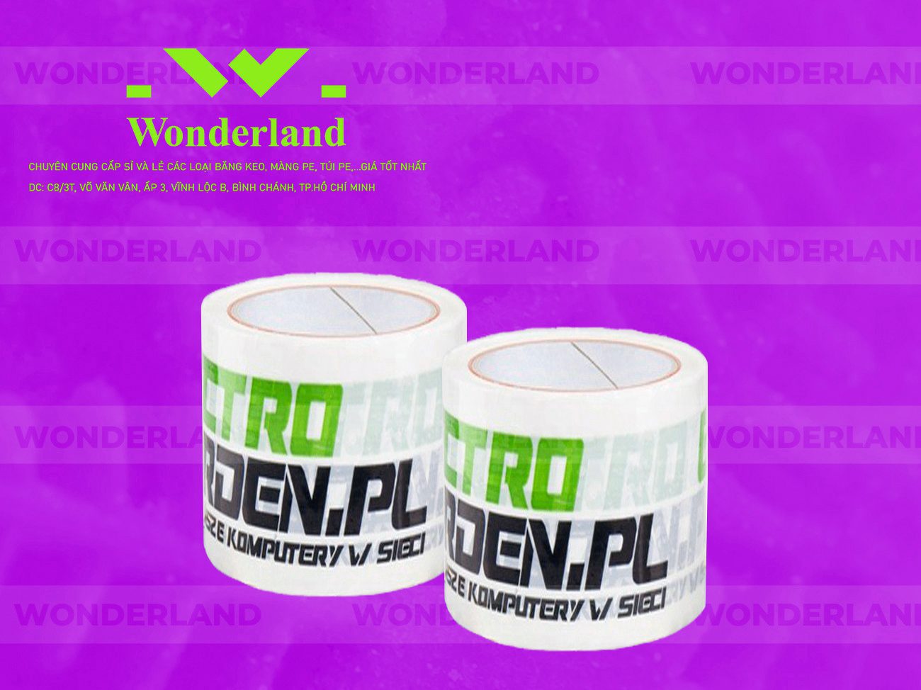 BĂNG KEO IN LOGO SIZE 67MM WONDERLAND CHẤT LƯỢNG TỐT