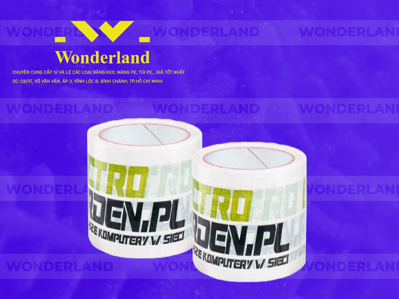 BĂNG KEO IN LOGO SIZE 67MM WONDERLAND CHẤT LƯỢNG