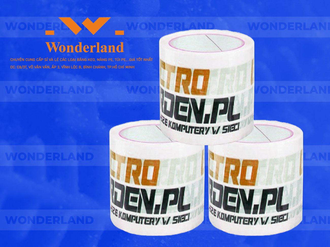 BĂNG KEO IN LOGO SIZE 67MM WONDERLAND GIÁ SỈ TỐT NHẤT