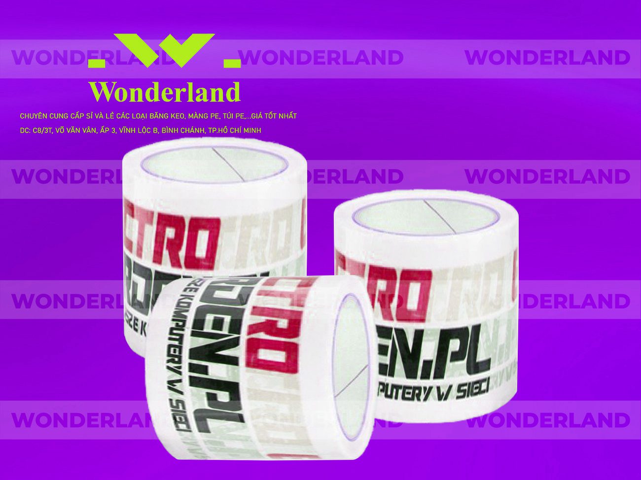 BĂNG KEO IN LOGO SIZE 69MM WONDERLAND GIÁ SỈ