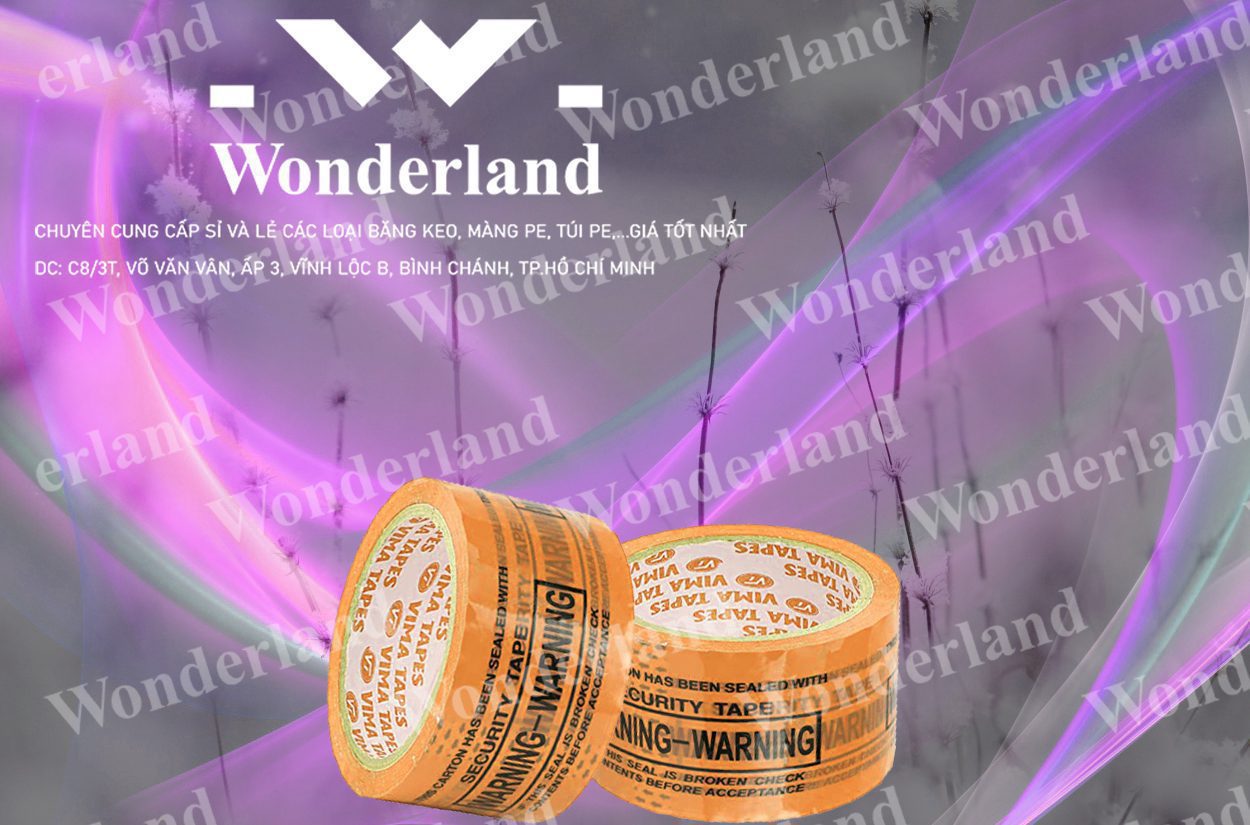 BĂNG KEO IN LOGO SIZE 70MM WONDERLAND CHẤT LƯỢNG