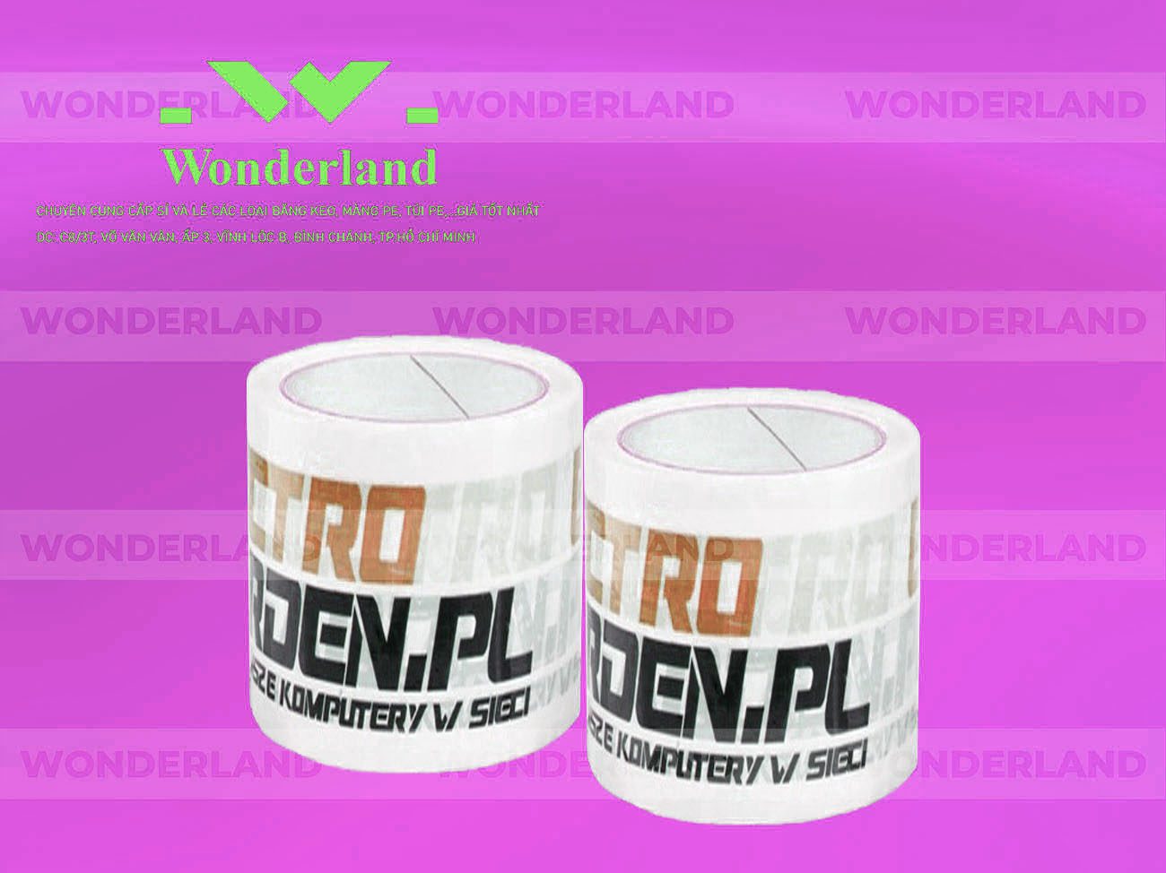 BĂNG KEO IN LOGO SIZE 71MM WONDERLAND CHẤT LƯỢNG TỐT
