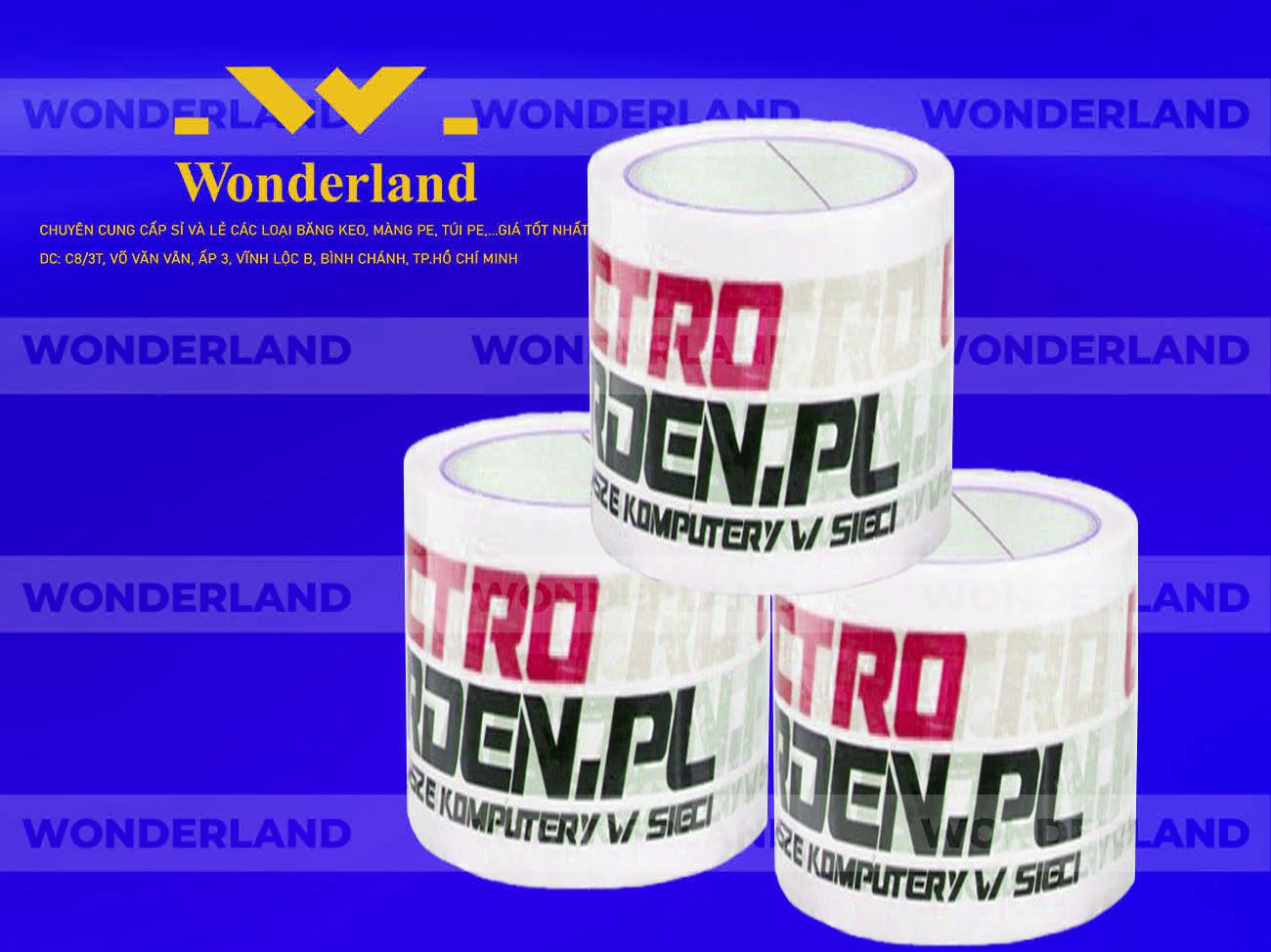 BĂNG KEO IN LOGO SIZE 71MM WONDERLAND GIÁ SỈ TỐT NHẤT