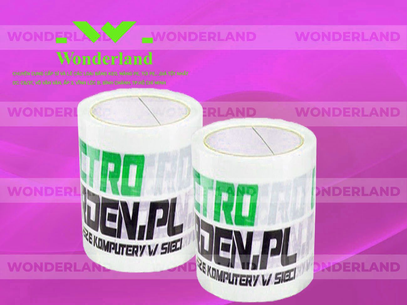 BĂNG KEO IN LOGO SIZE 75MM WONDERLAND CHẤT LƯỢNG TỐT