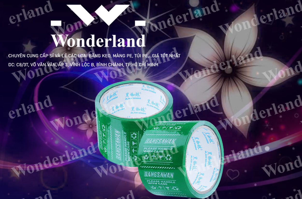 BĂNG KEO IN LOGO SIZE 76MM WONDERLAND CHẤT LƯỢNG TỐT