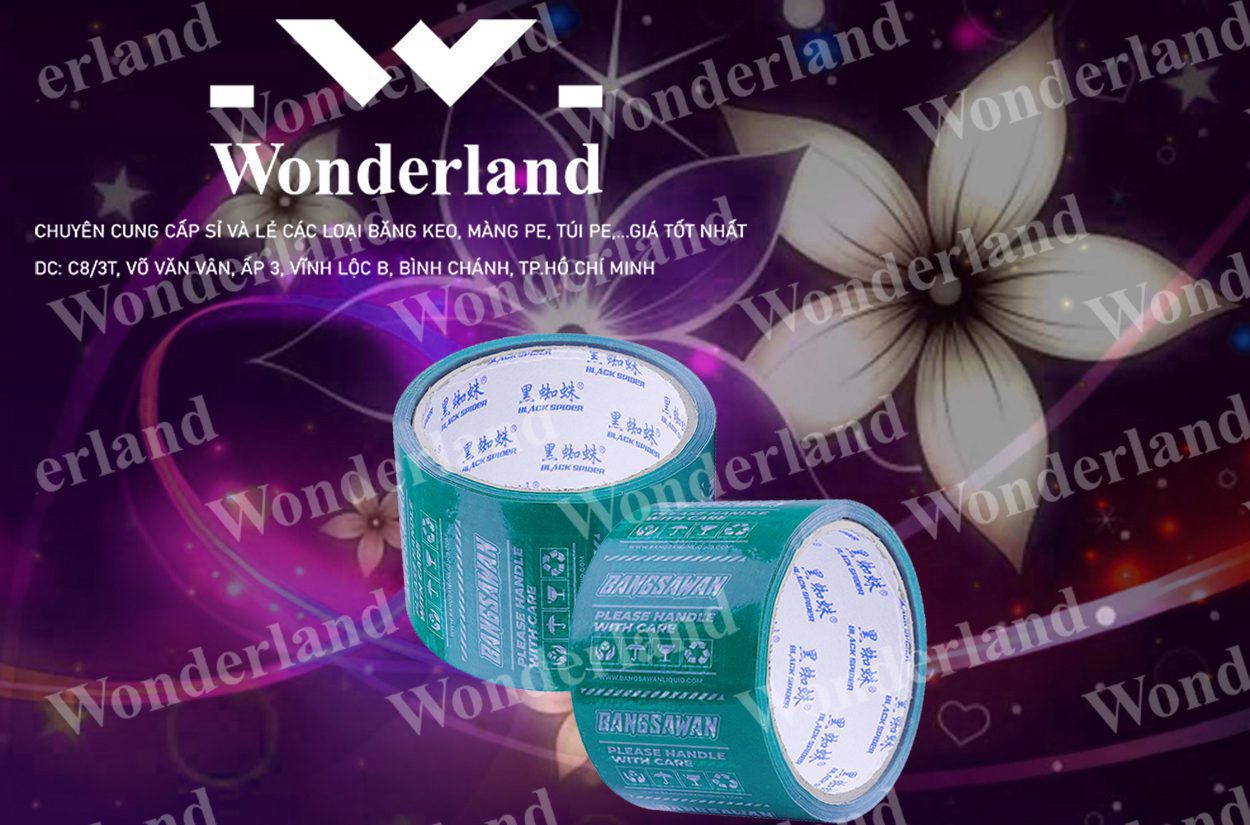 BĂNG KEO IN LOGO SIZE 76MM WONDERLAND CHẤT LƯỢNG