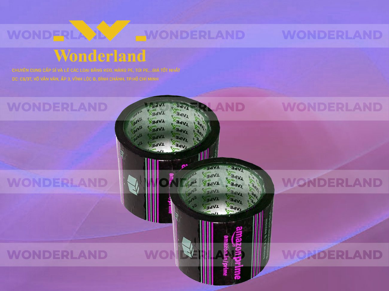 BĂNG KEO IN LOGO SIZE 77MM WONDERLAND CHẤT LƯỢNG CAO