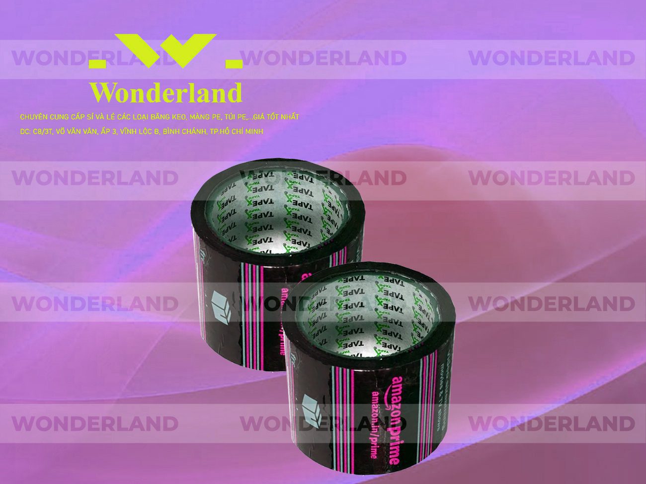 BĂNG KEO IN LOGO SIZE 77MM WONDERLAND CHẤT LƯỢNG