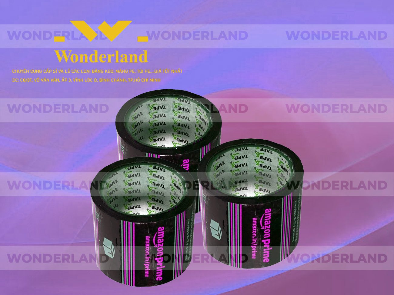 BĂNG KEO IN LOGO SIZE 77MM WONDERLAND GIÁ SỈ TỐT NHẤT