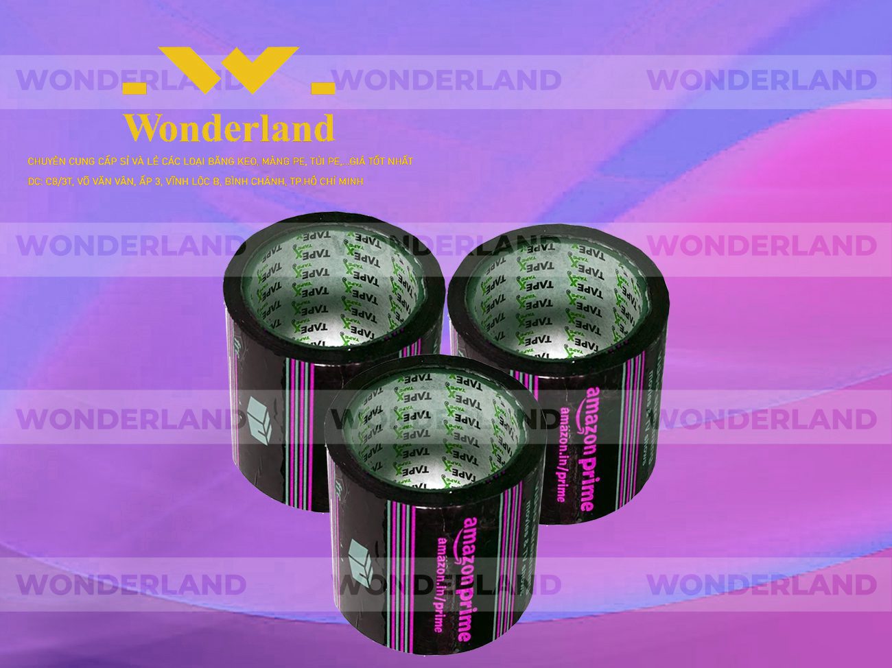 BĂNG KEO IN LOGO SIZE 83MM WONDERLAND GIÁ SỈ TỐT NHẤT