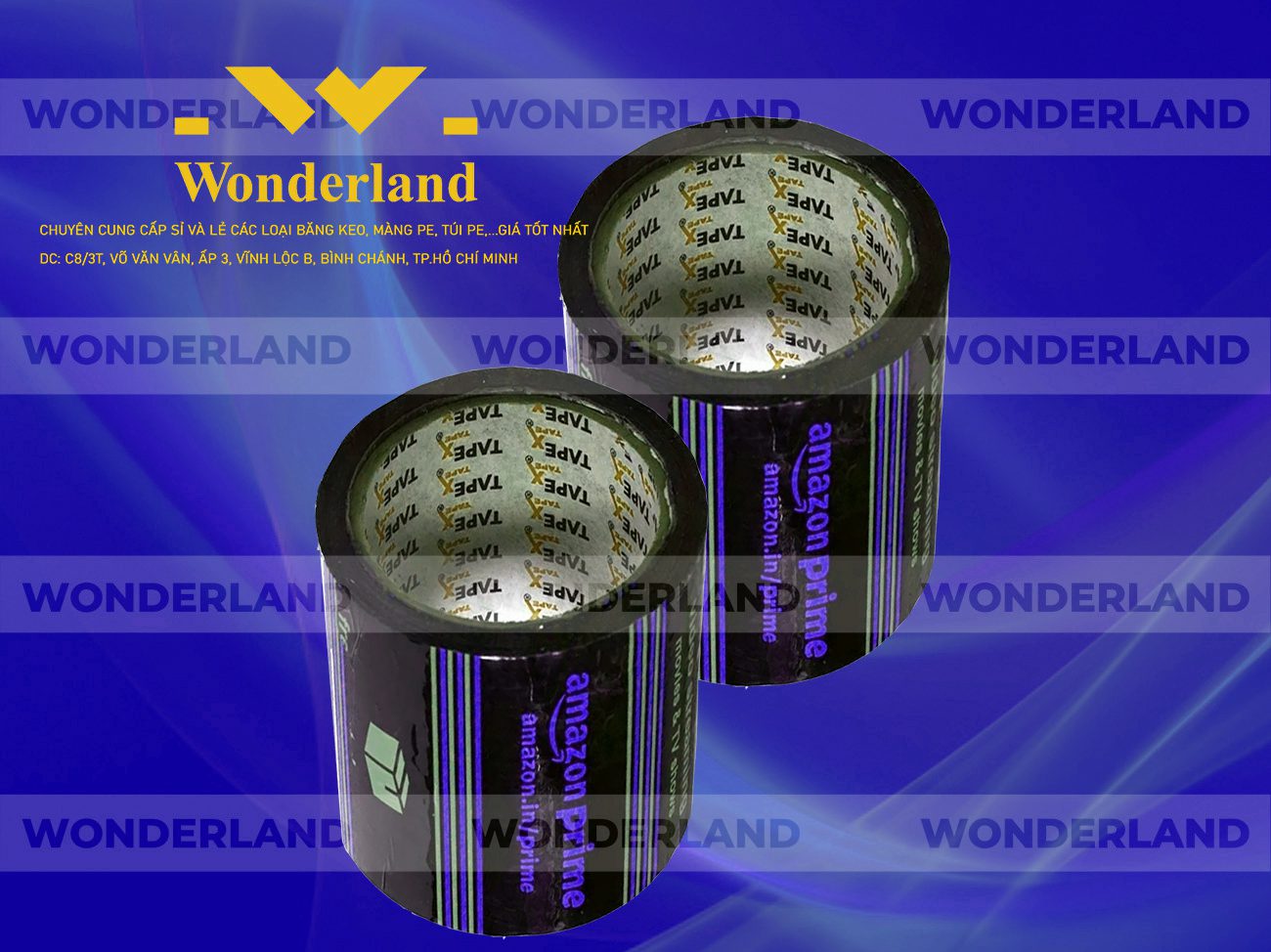 BĂNG KEO IN LOGO SIZE 85MM WONDERLAND CHẤT LƯỢNG