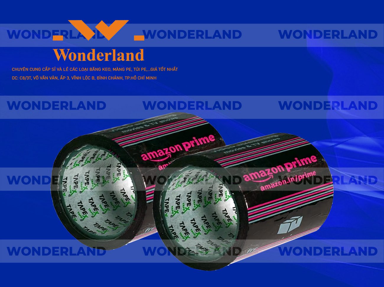 BĂNG KEO IN LOGO SIZE 99MM WONDERLAND CHẤT LƯỢNG CAO