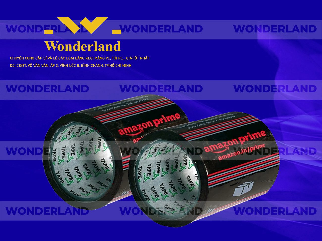 BĂNG KEO IN LOGO SIZE 99MM WONDERLAND CHẤT LƯỢNG