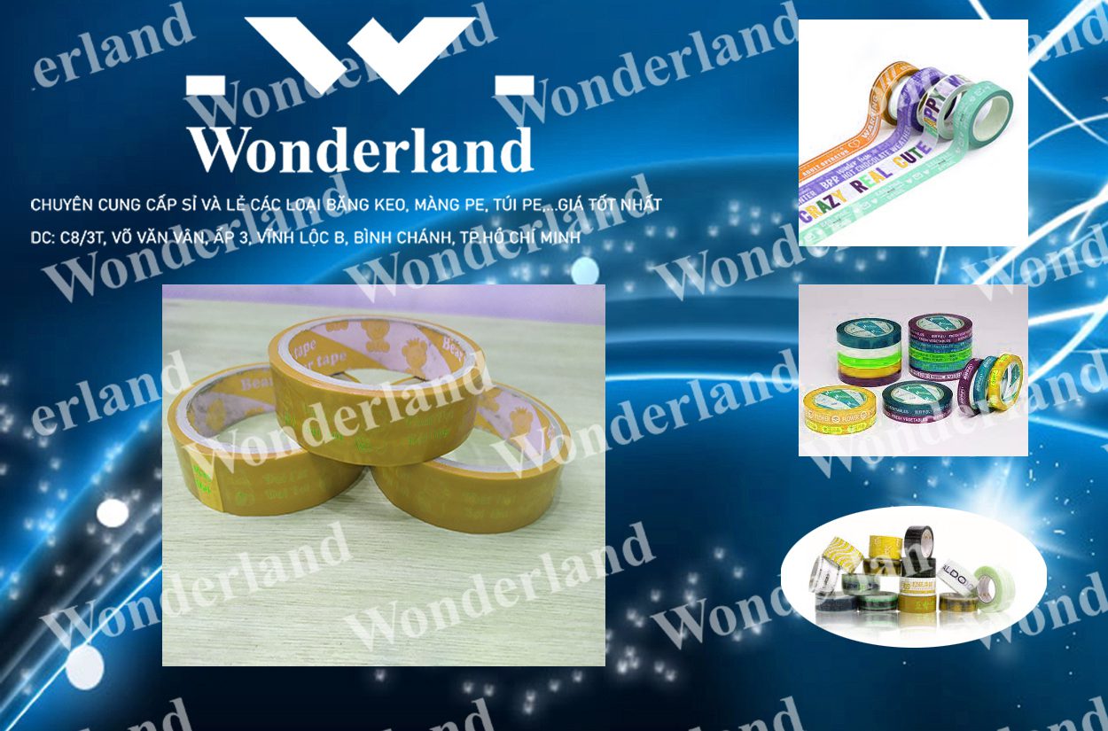 BĂNG KEO IN LOGO WONDERLAND CẮT THEO YÊU CẦU-GIÁ TỐT