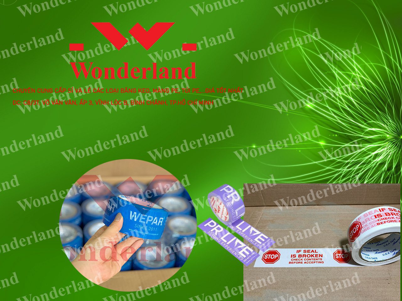 BĂNG KEO IN NỀN MÀU CHẤT LƯỢNG CAO WONDERLAND