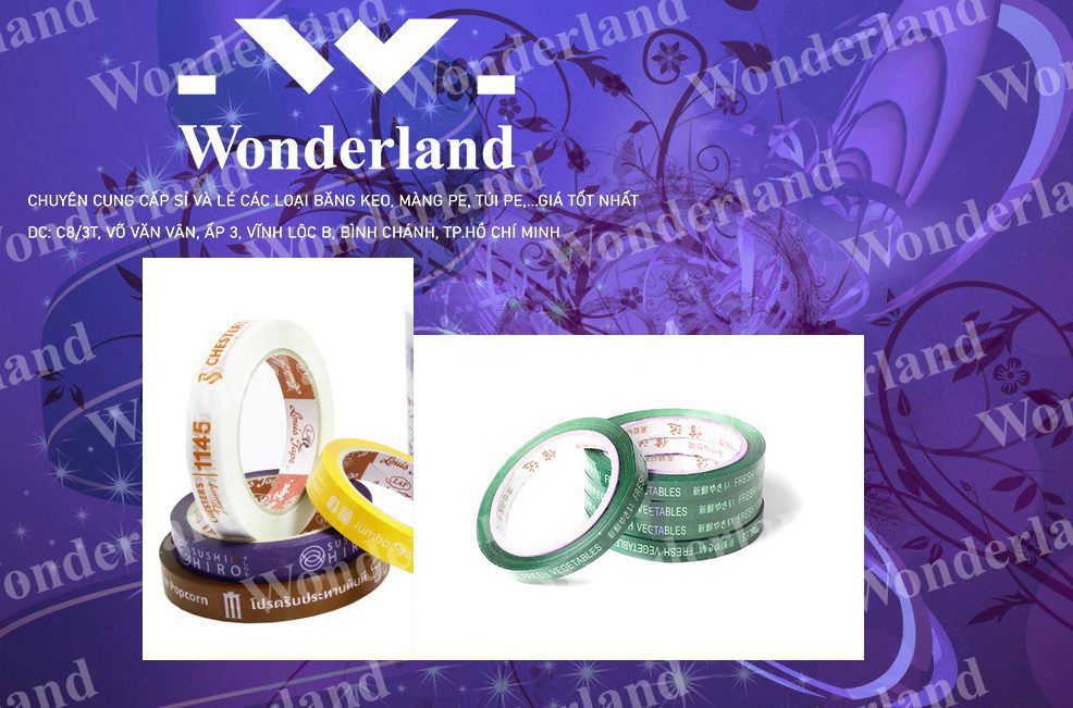 BĂNG KEO IN LOGO SIZE 12MM WONDERLAND CHẤT LƯỢNG CAO