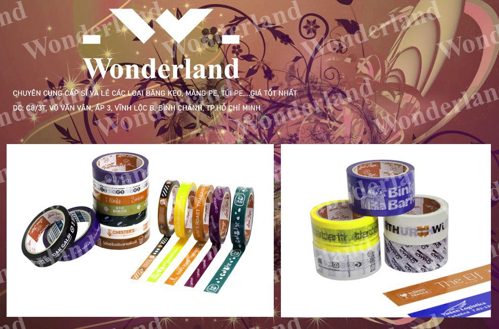 BĂNG KEO IN LOGO SIZE 12MM WONDERLAND GIÁ SỈ TỐT NHẤT