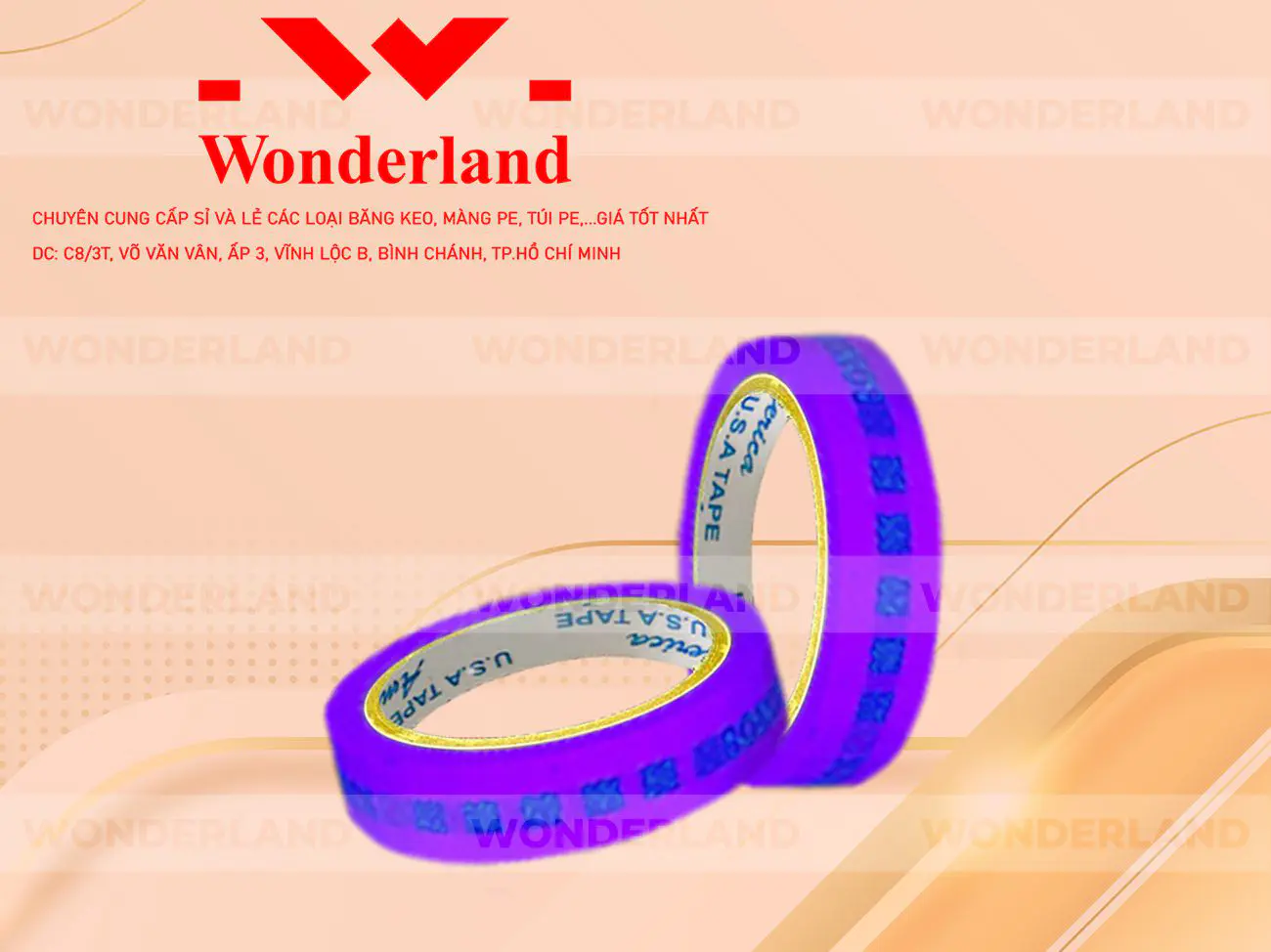 BĂNG KEO IN SIZE 19MM WONDERLAND CHẤT LƯỢNG