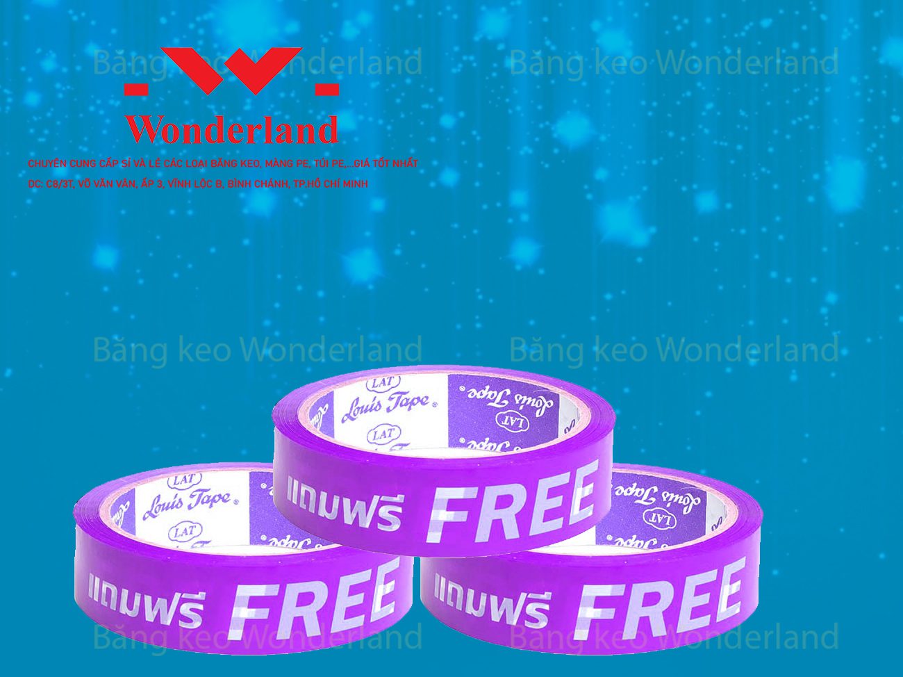 BĂNG KEO IN SIZE 23MM WONDERLAND CHẤT LƯỢNG CAO