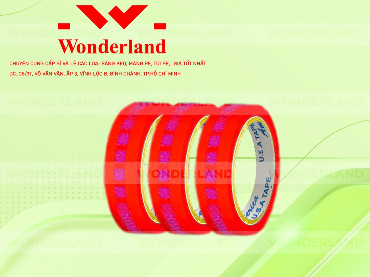 BĂNG KEO IN SIZE 23MM WONDERLAND CHẤT LƯỢNG