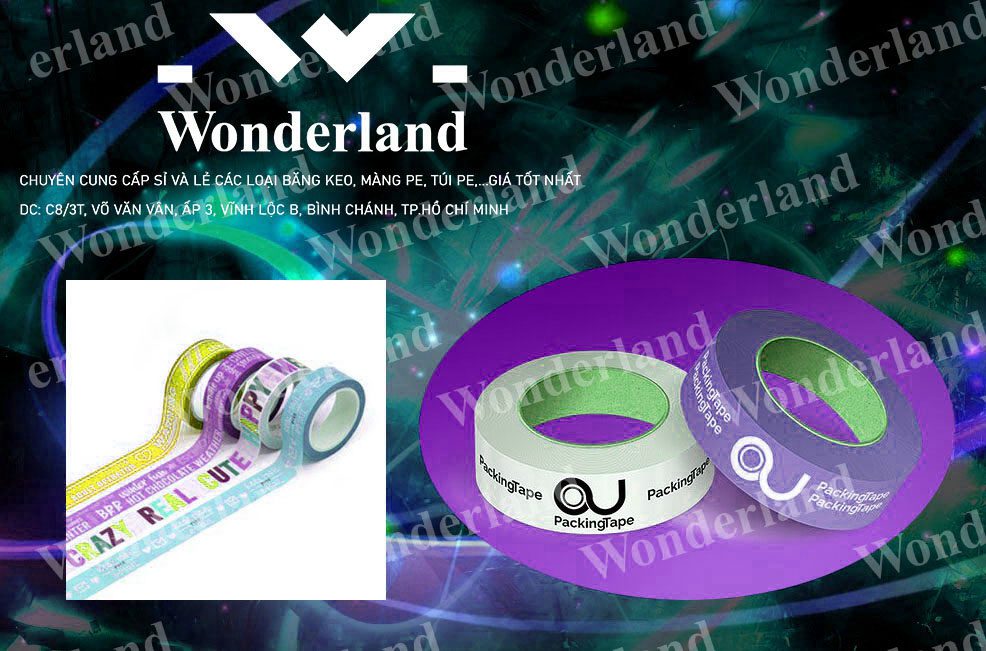 BĂNG KEO IN SIZE 28MM WONDERLAND CHẤT LƯỢNG TỐT