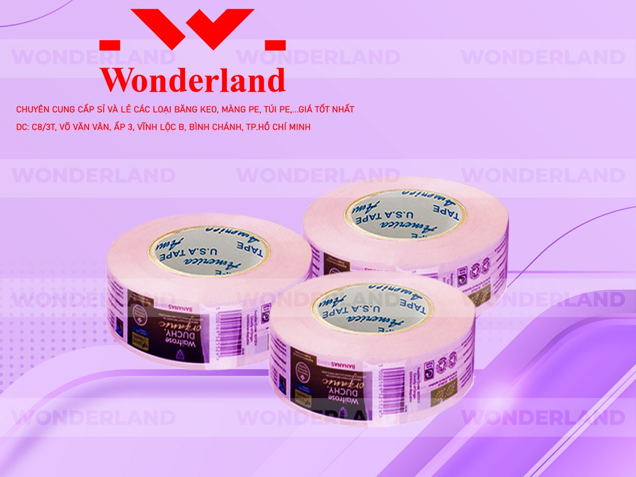 BĂNG KEO IN SIZE 33M WONDERLAND CHẤT LƯỢNG