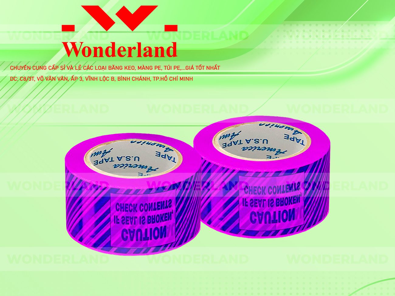 BĂNG KEO IN SIZE 49MM WONDERLAND CHẤT LƯỢNG