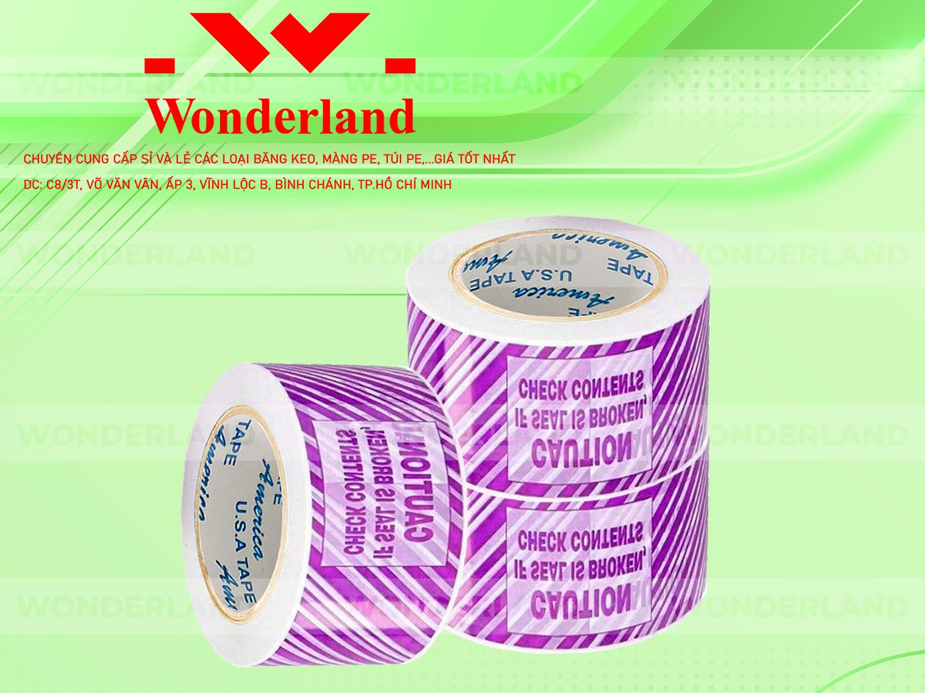 BĂNG KEO IN SIZE 51MM WONDERLAND CHẤT LƯỢNG