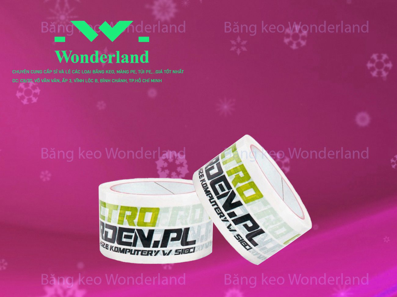 BĂNG KEO IN SIZE 55MM WONDERLAND CHẤT LƯỢNG TỐT NHẤT